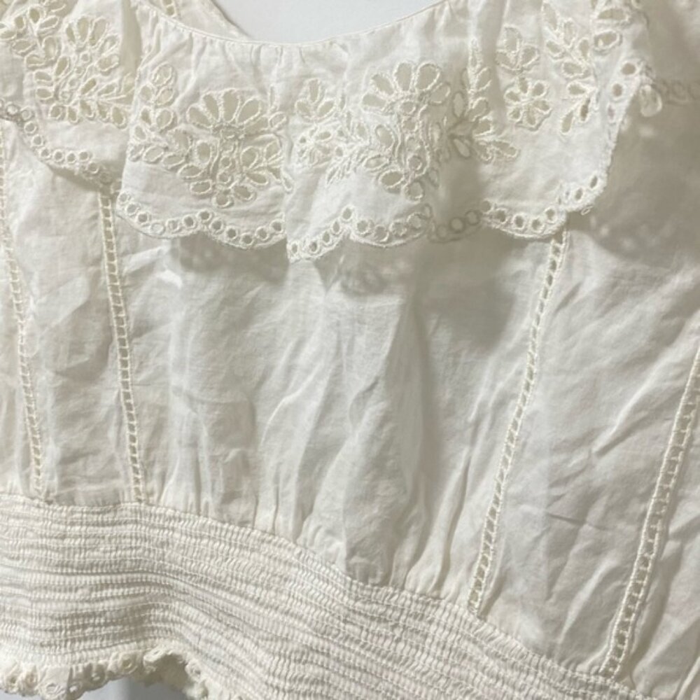 Aritzia Sunday Best Scoop Back Frilly Blouse White Size L — 100% Cotton - Picture 7 of 9